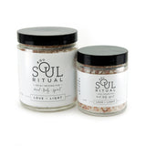 Love and Light soaking salts is a self-care product by Soul Ritual infused with reiki, therapeutic salts and colloidal oatmeal for energy balancing for sensitive skin. Love and Light soaking salts are deeply calming and nurturing, perfect for balancing your emotions and comforting your soul. Pink Himalayan bath salts.